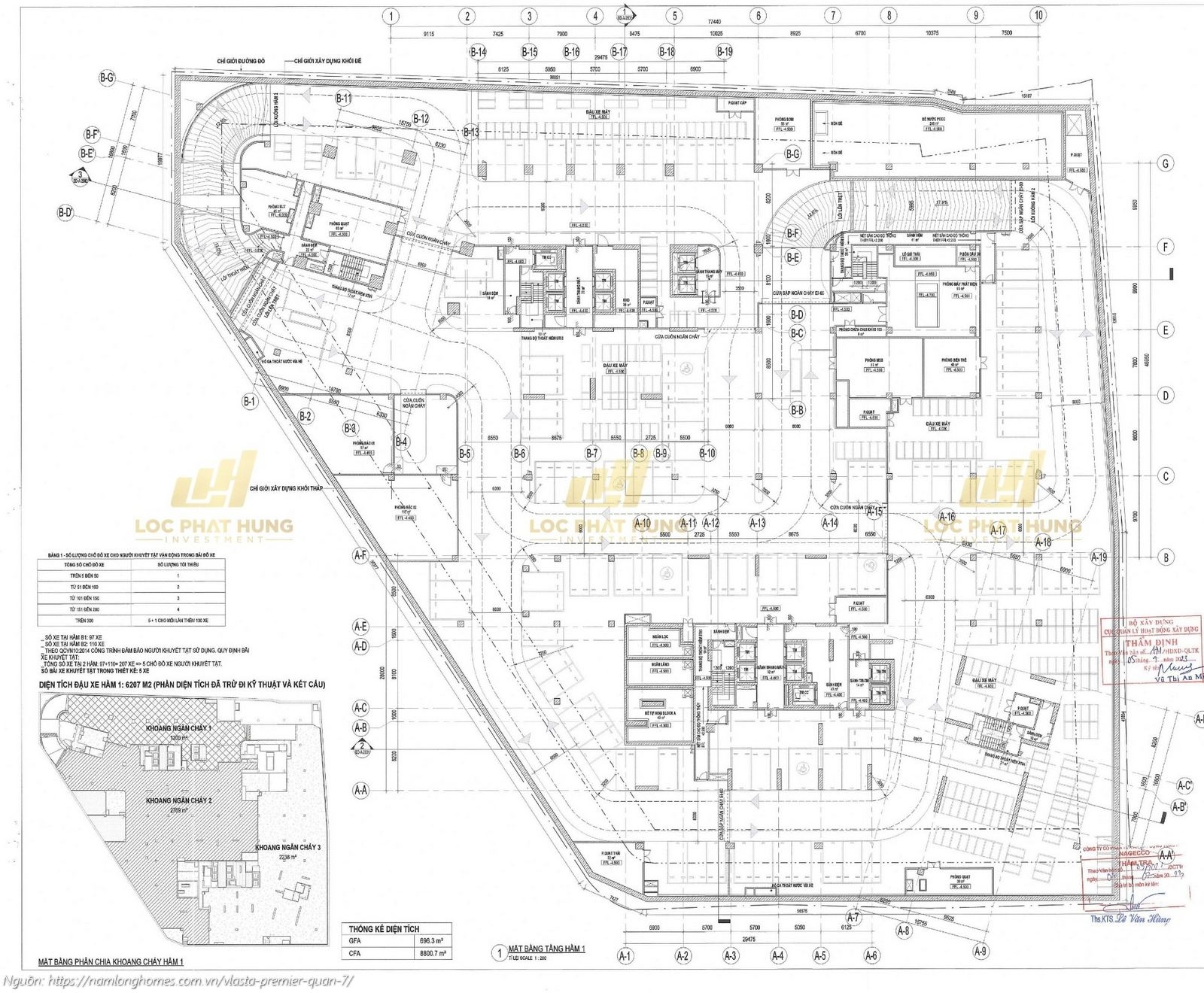 Mặt bằng tầng hầm 1 dự án Vlasta Premier Quận 7