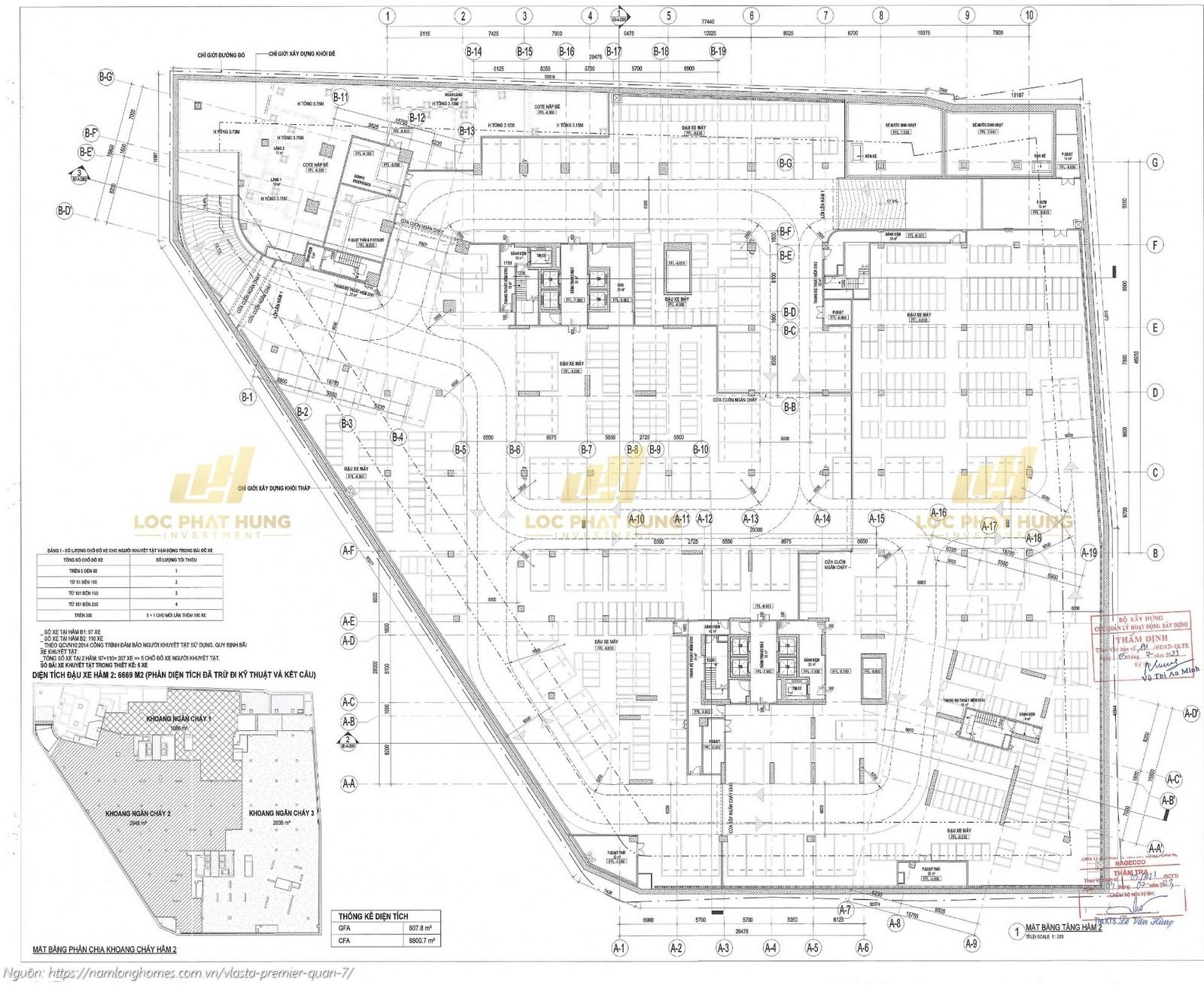 Mặt bằng tầng hầm 2 dự án Vlasta Premier Quận 7