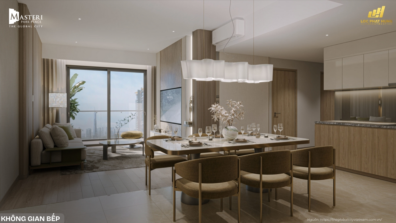 Nội thất phòng bếp hiện đại căn hộ Masteri Park Place