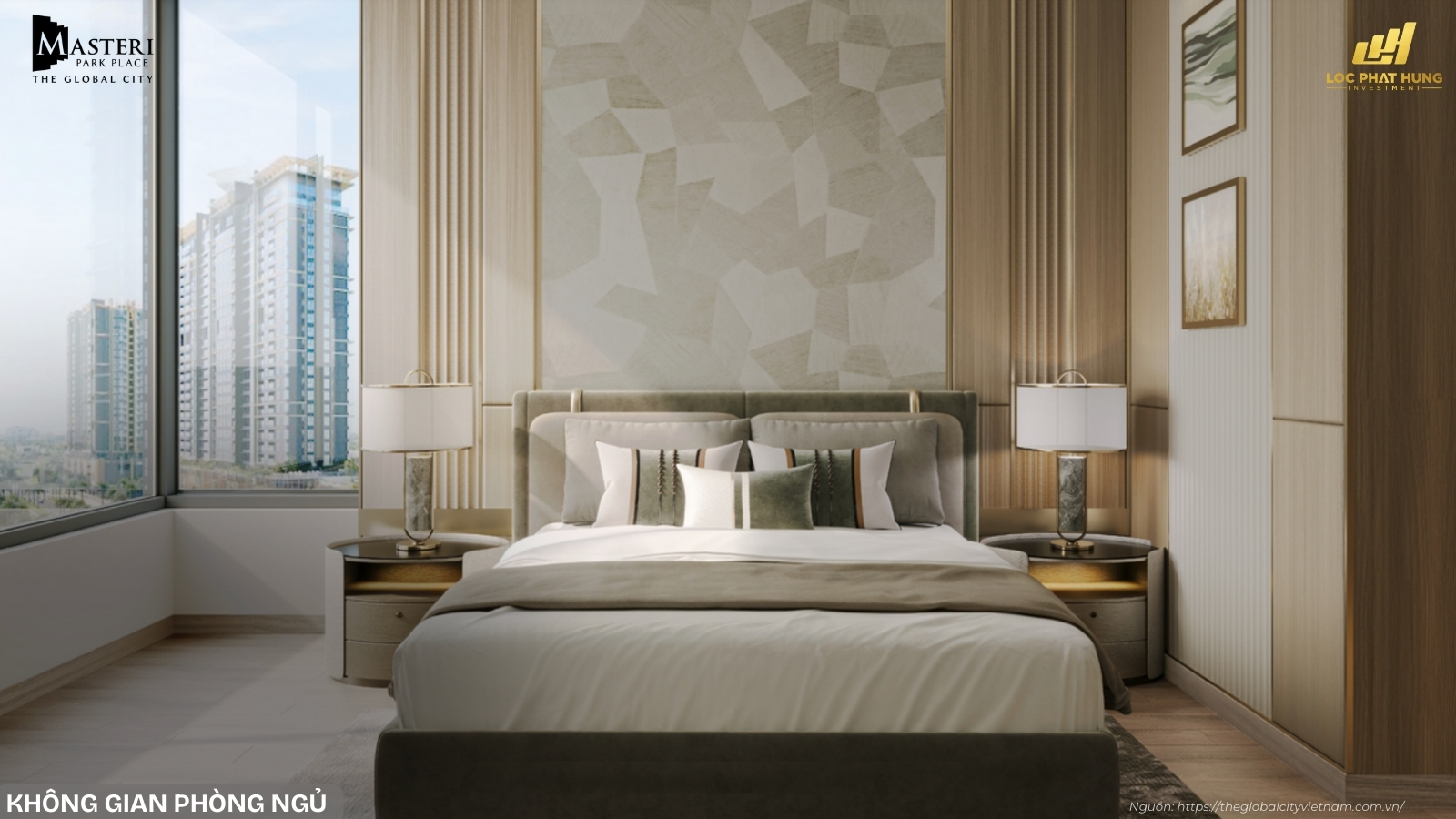Nội thất phòn ngủ sang trọng căn hộ Masteri Park Place
