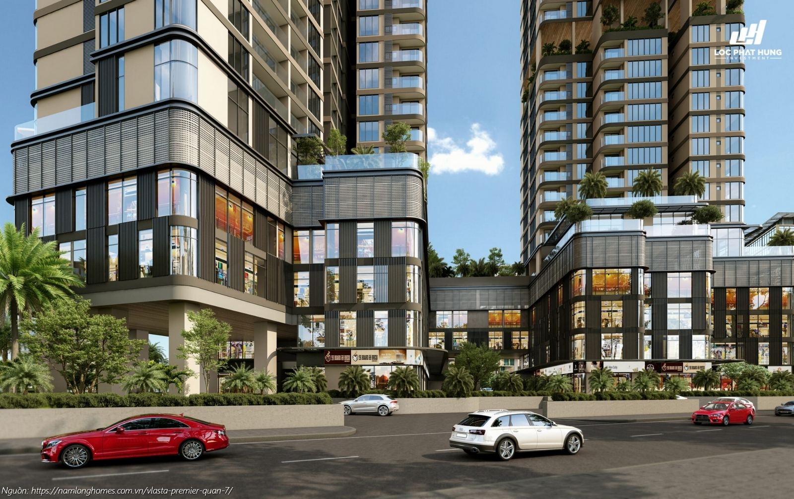 Phối cảnh Shophouse thương mại hiện đại tại khối đế dự án Vlasta Premier Quận 7, Phường Phú Thuận