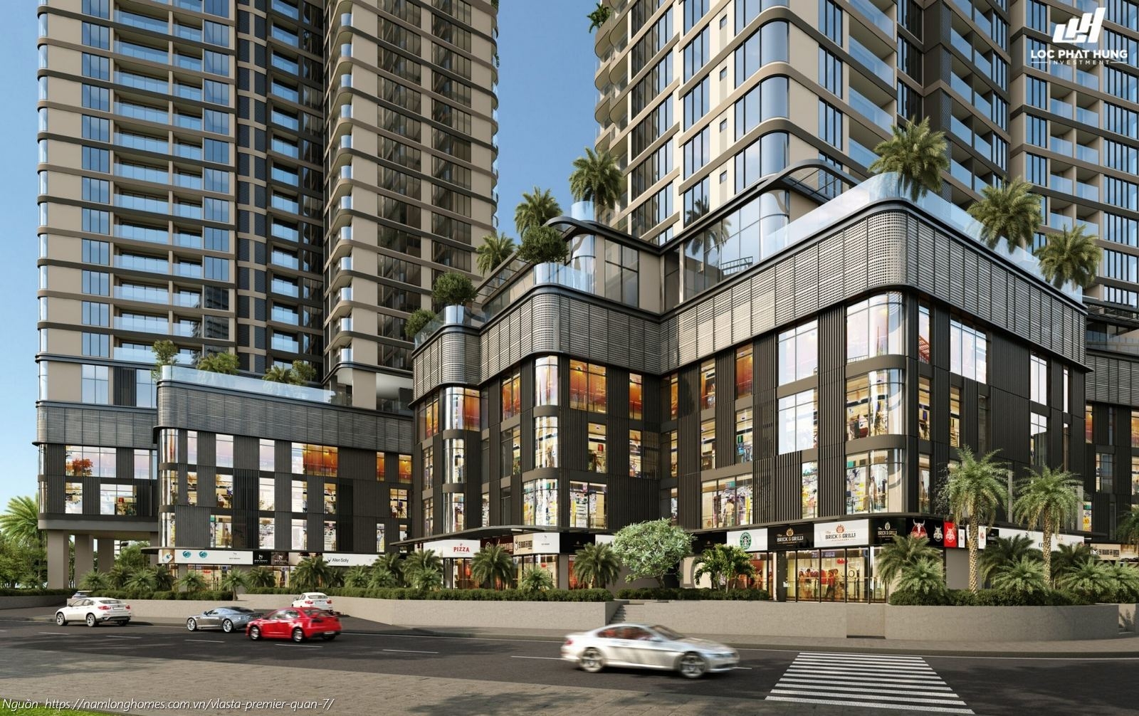 Phối cảnh Shophouse thương mại hiện đại tại khối đế dự án Vlasta Premier Quận 7, Phường Phú Thuận