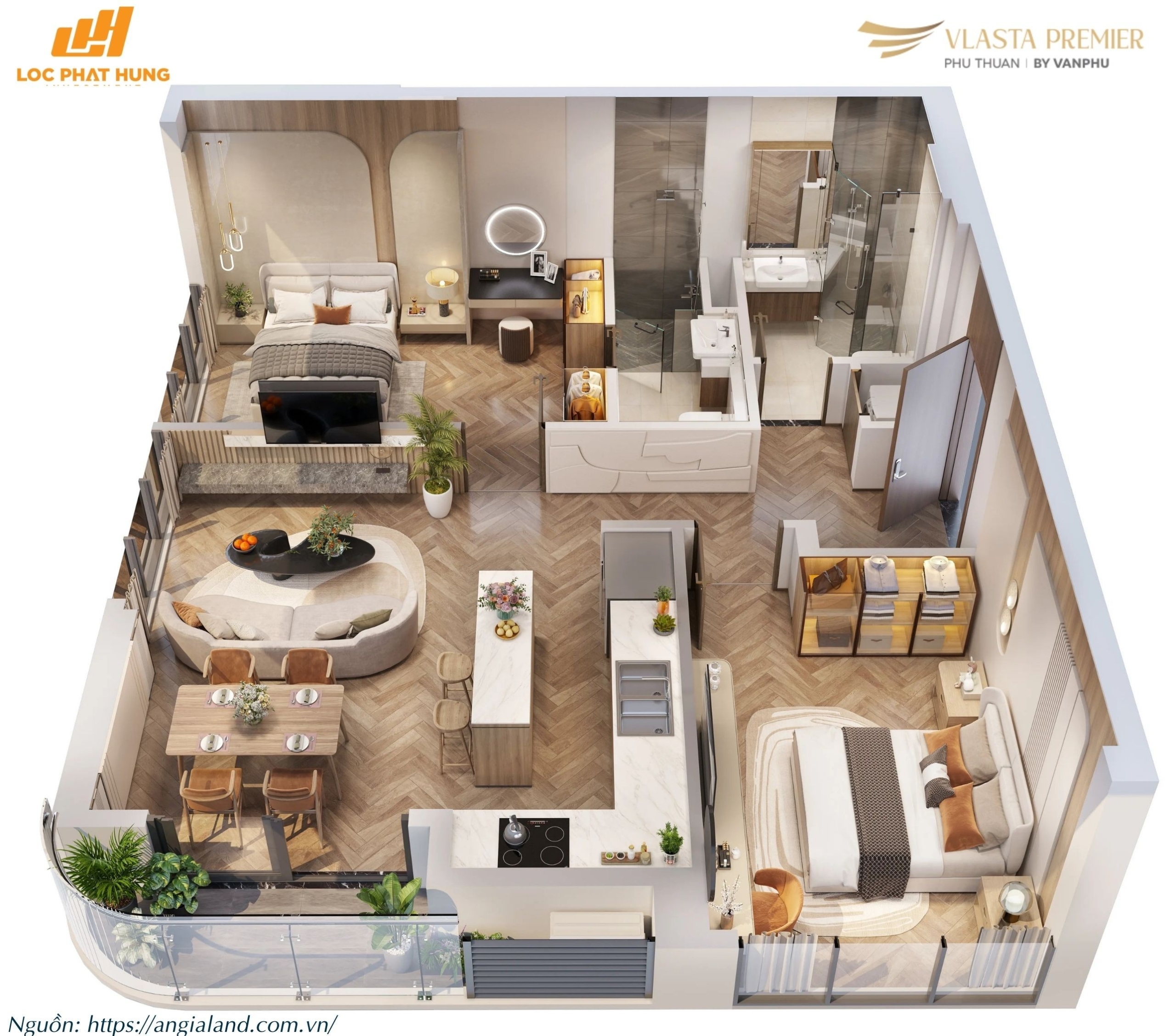 Thiết kế layout căn hộ điển hình Tháp A dự án Vlasta Premier