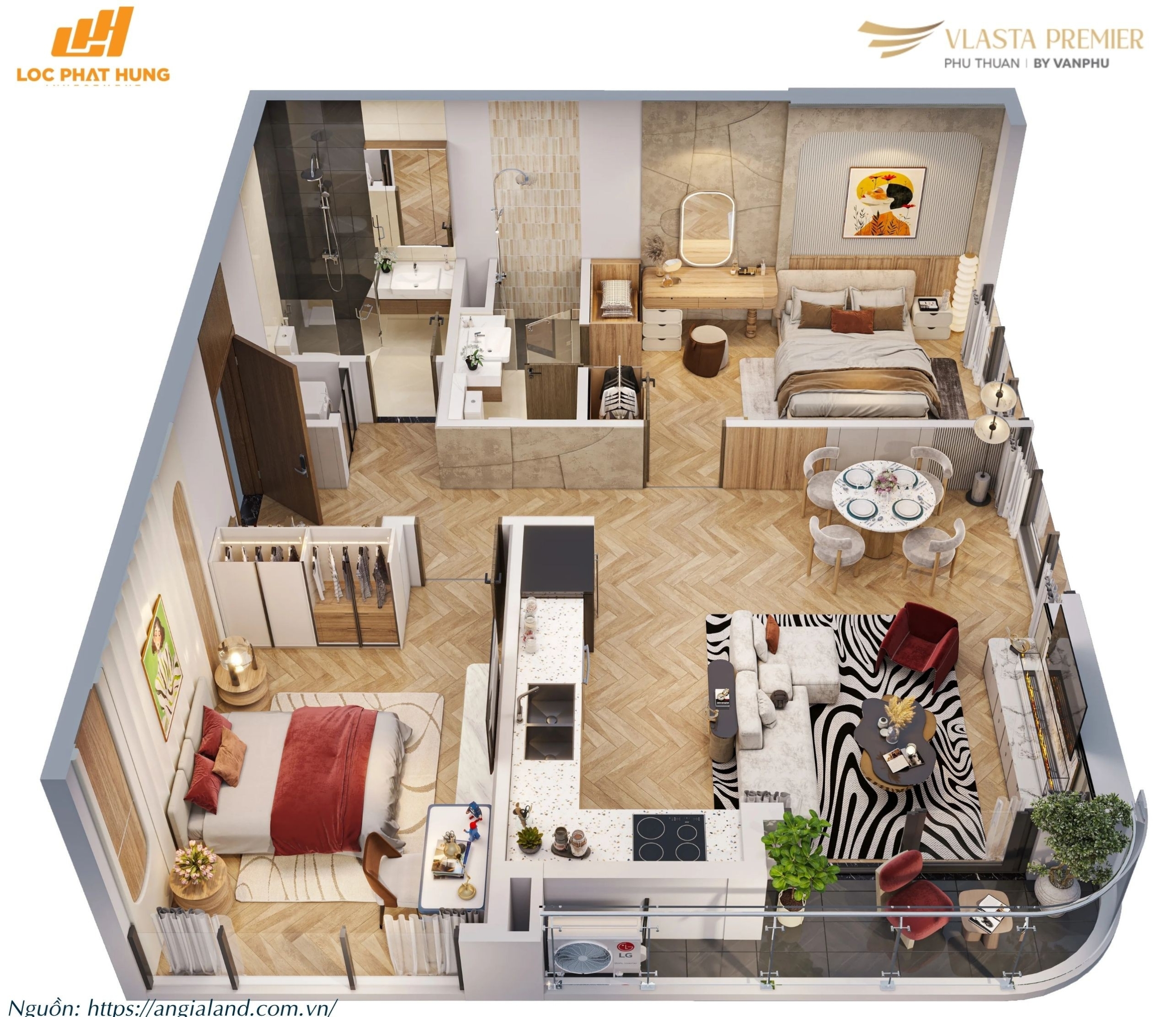 Thiết kế layout căn hộ điển hình Tháp A dự án Vlasta Premier