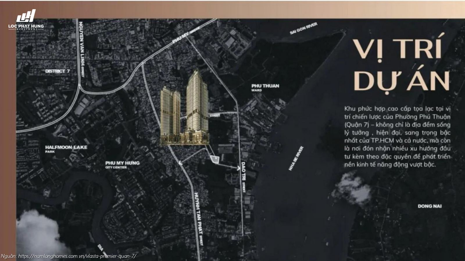 Vị trí thực tế dự án căn hộ chung cư Vlasta Premier mặt tiền đường Đào Trí, Phường Phú Thuận, Quận 7