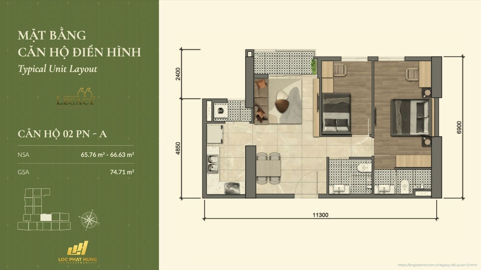Layout căn hộ Legacy 66