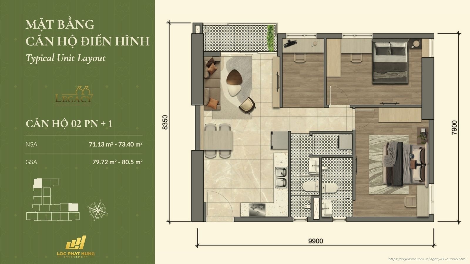 Layout căn hộ Legacy 66