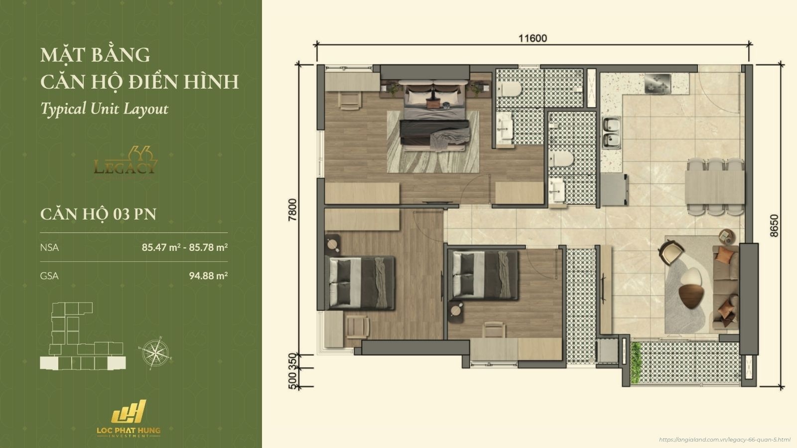 Layout căn hộ Legacy 66
