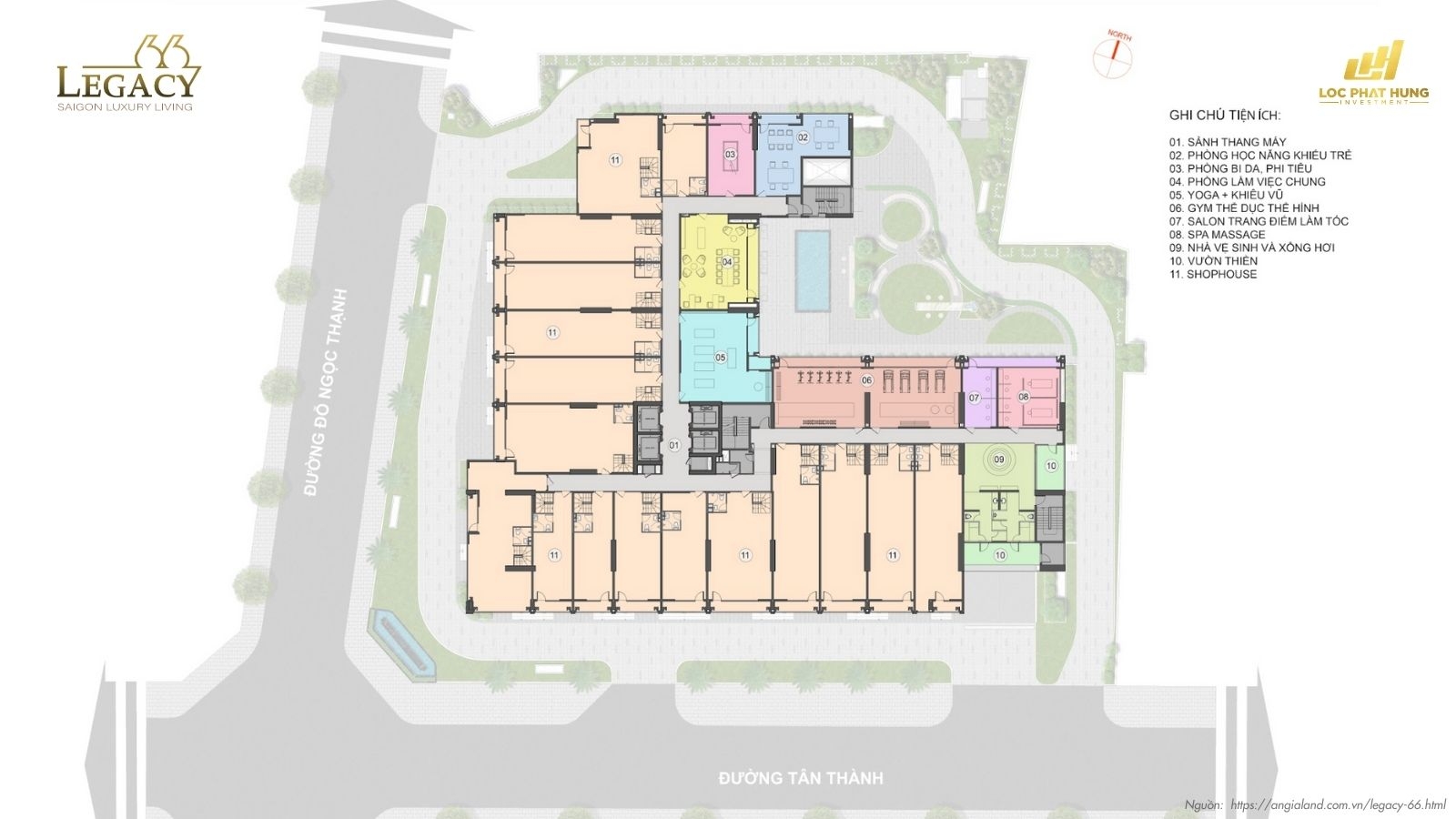 Mặt bằng Tiện ích Chung cư Legacy 66 | Tân Thành Group
