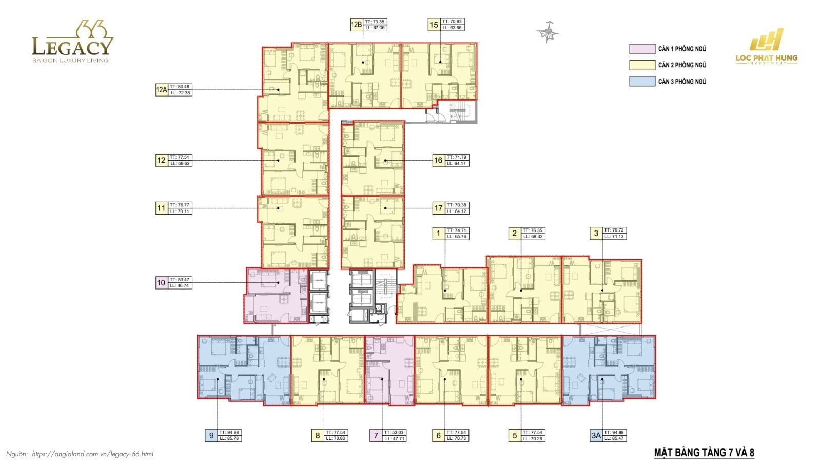 Mặt bằng tầng điển hình Chung cư Legacy 66 | Tân Thành Group