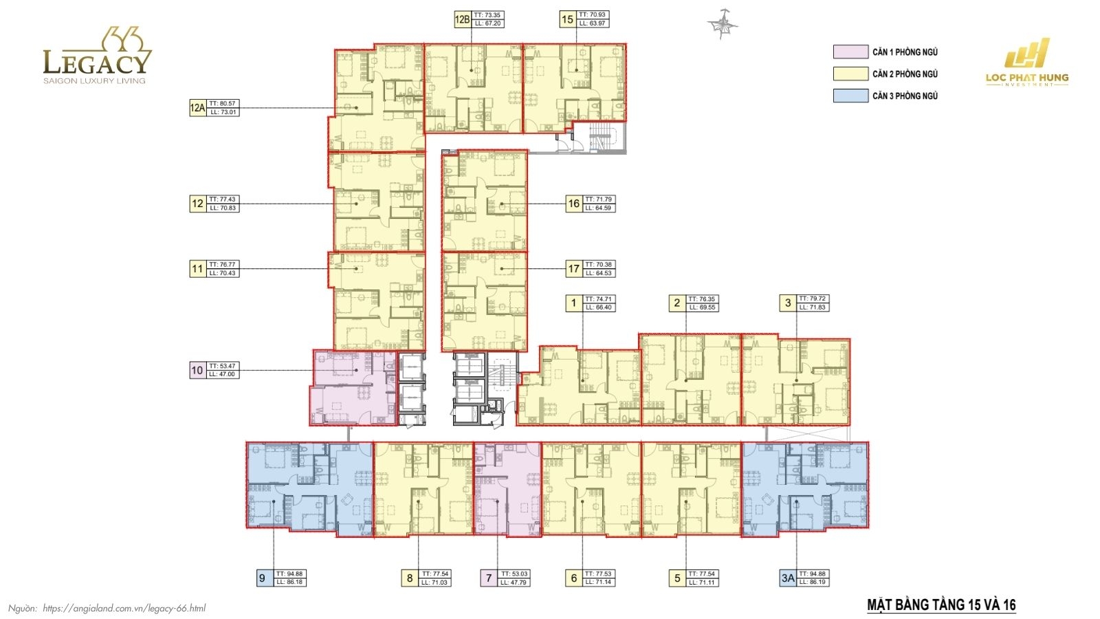 Mặt bằng tầng điển hình Chung cư Legacy 66 | Tân Thành Group