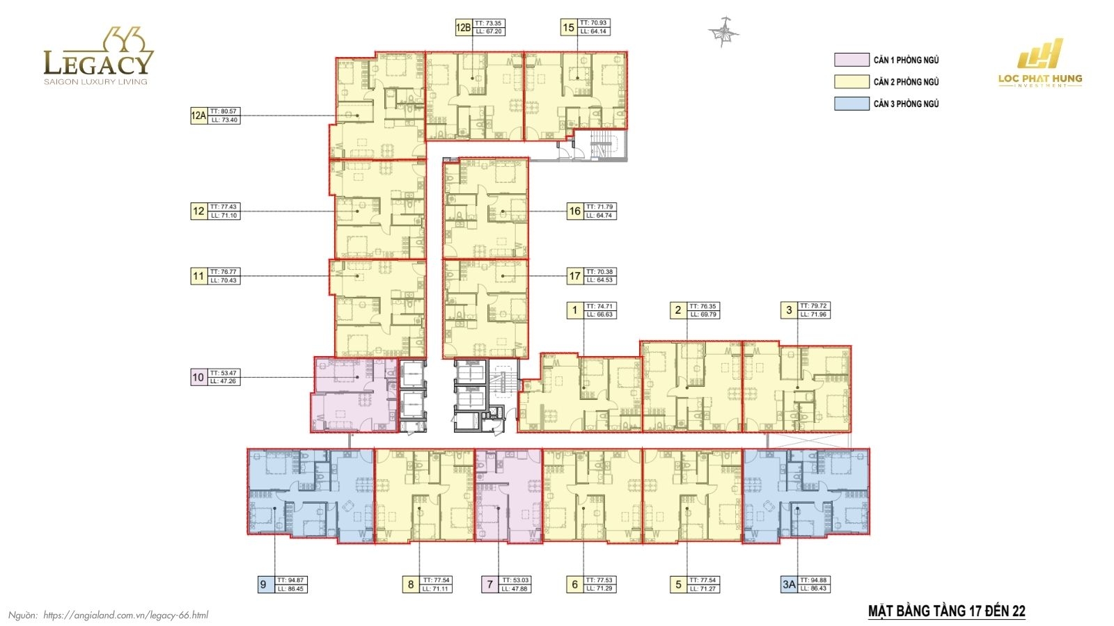 Mặt bằng tầng điển hình Chung cư Legacy 66 | Tân Thành Group