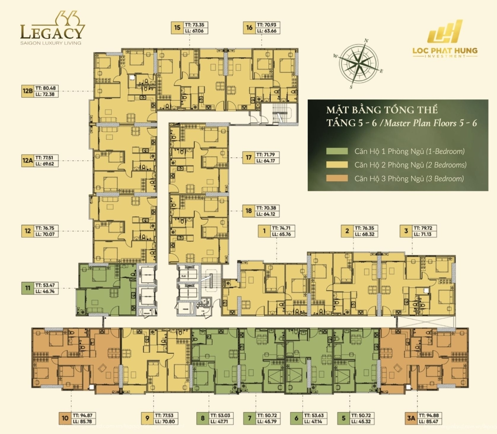 Mặt bằng tầng điển hình dự án Legacy 66