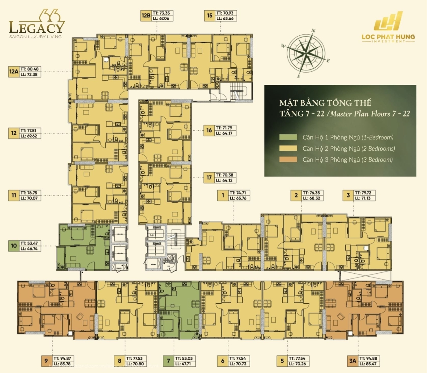Mặt bằng tầng điển hình dự án Legacy 66