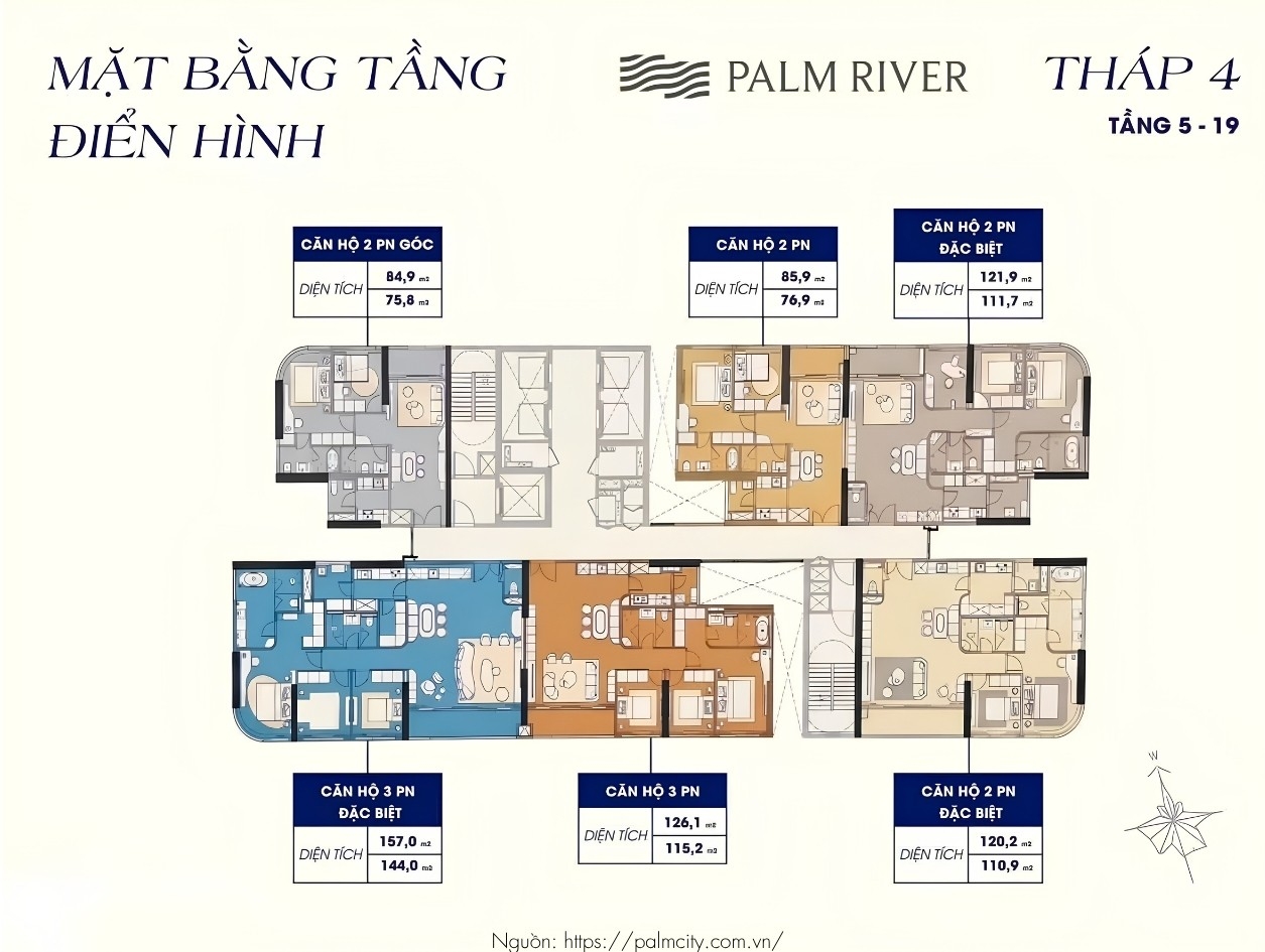 Mặt Bằng Tầng Điển Hình Dự Án Căn Hộ Chung Cư Palm River