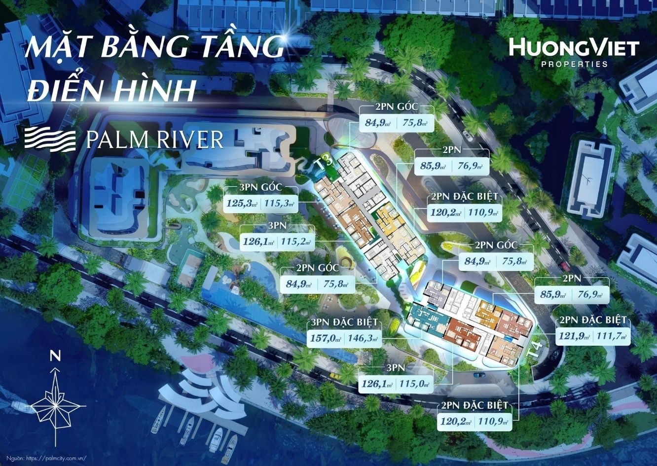 Mặt Bằng Tầng Điển Hình Dự Án Căn Hộ Chung Cư Palm River