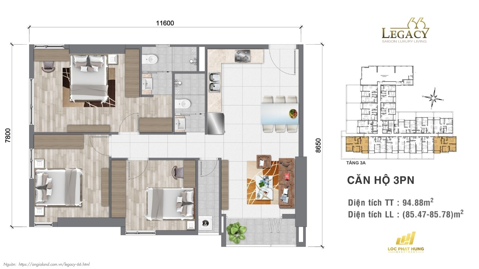 Thiết kế căn hộ | Tầng 3A Chung cư Legacy 66, quận 5
