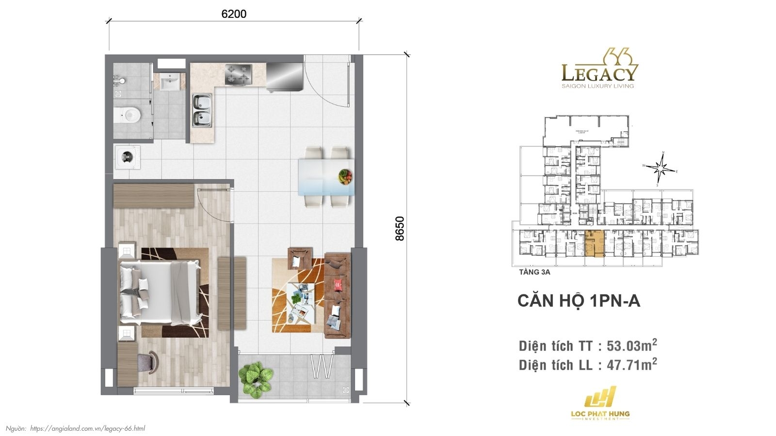 Thiết kế căn hộ | Tầng 3A Chung cư Legacy 66, quận 5