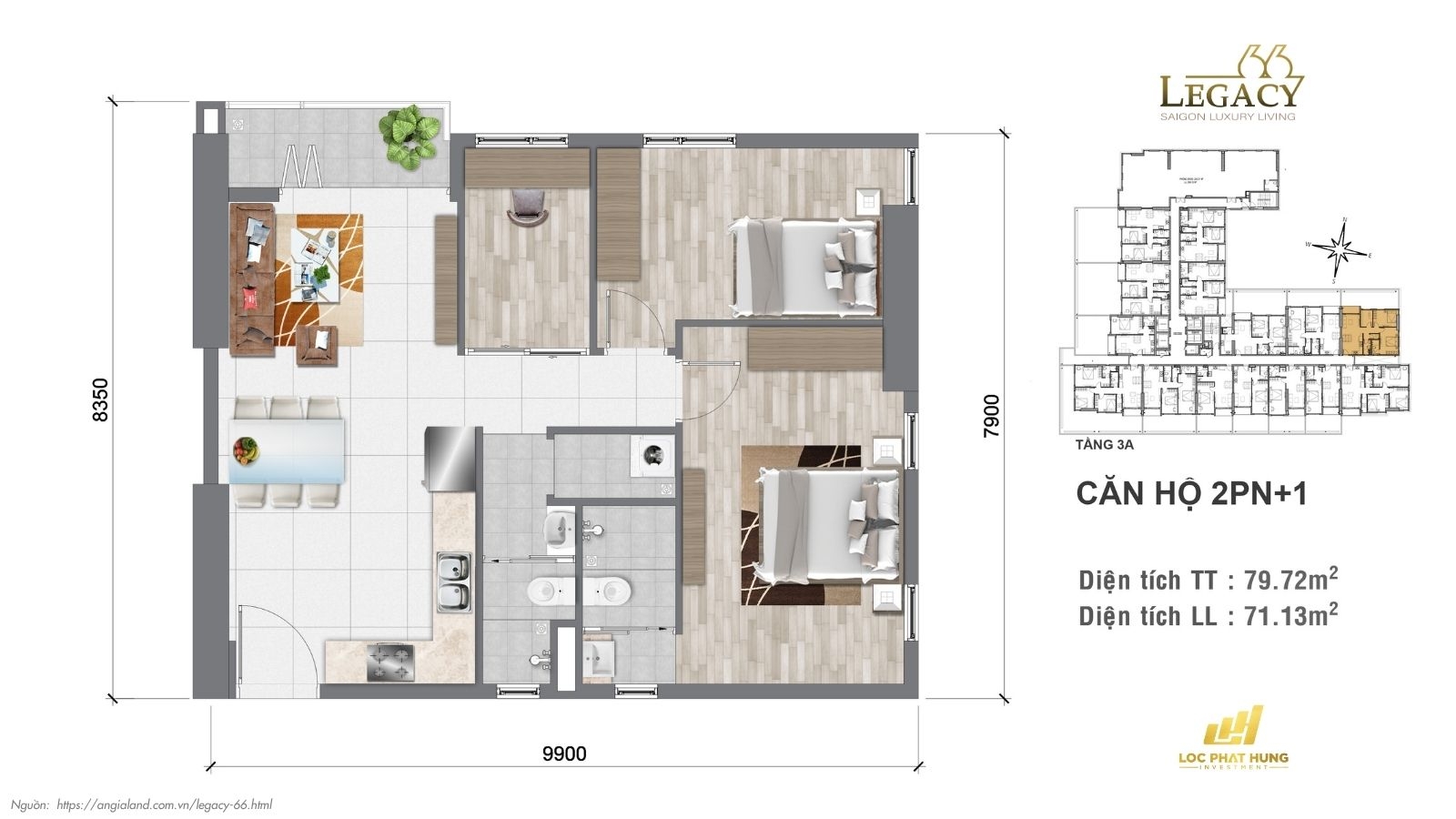 Thiết kế căn hộ | Tầng 3A Chung cư Legacy 66, quận 5