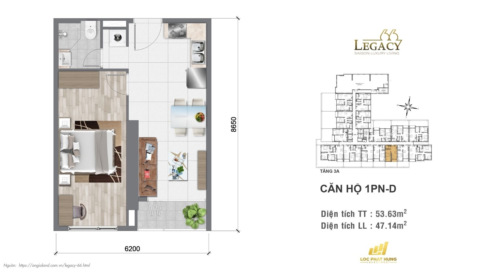 Thiết kế căn hộ | Tầng 3A Chung cư Legacy 66, quận 5