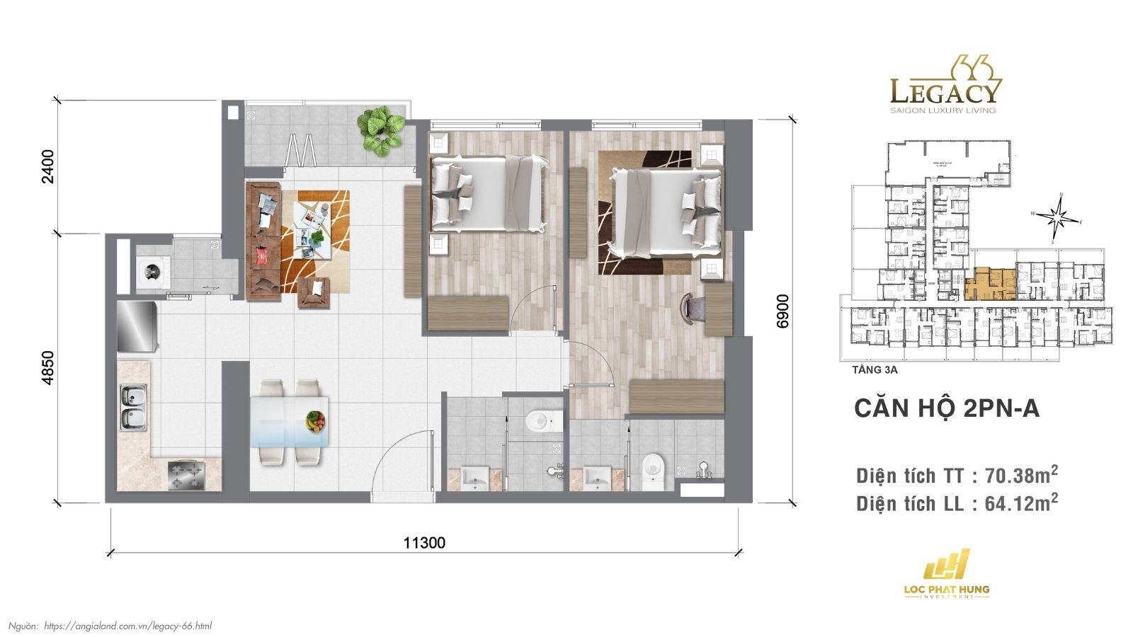 Thiết kế căn hộ | Tầng 3A Chung cư Legacy 66, quận 5