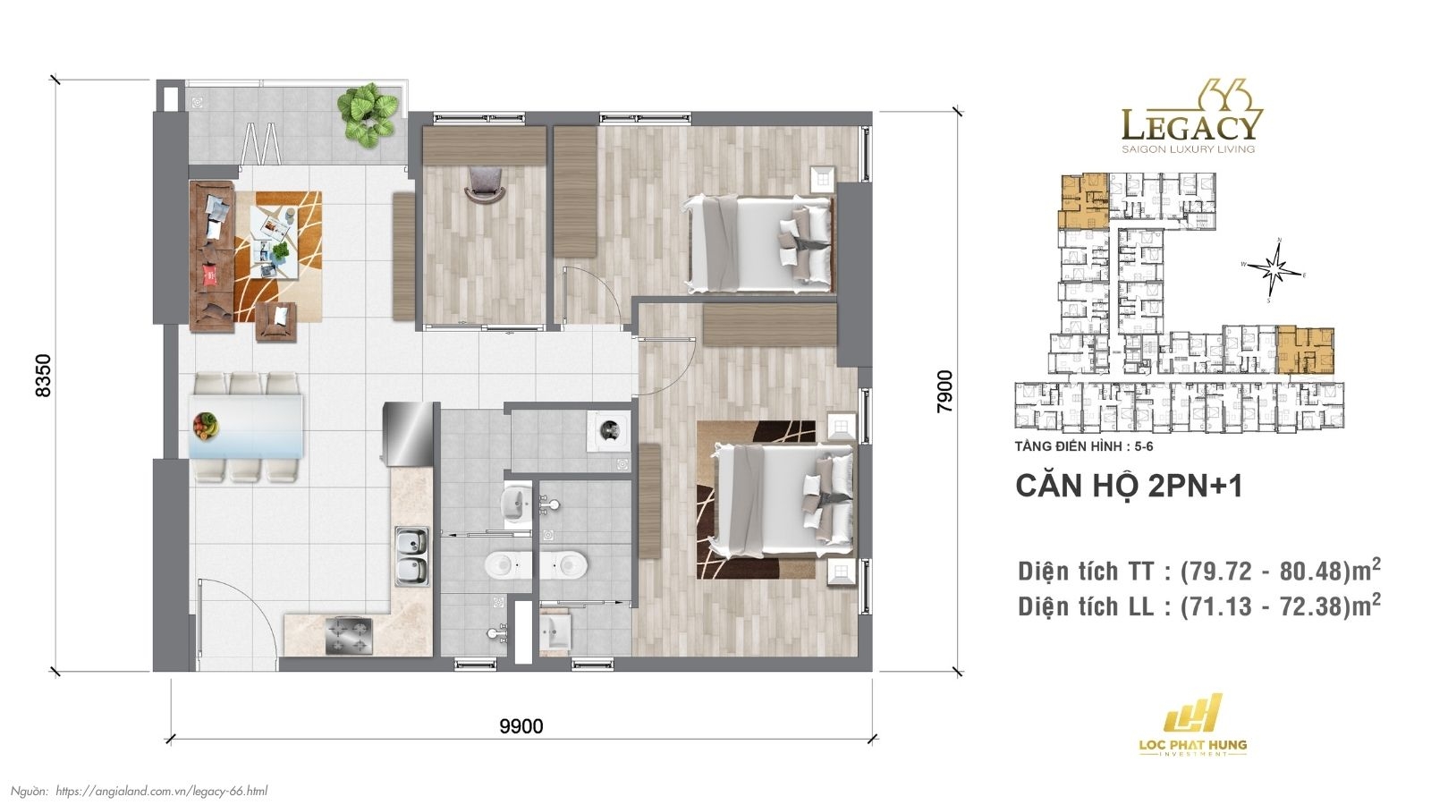Thiết kế căn hộ | Tầng 5-6 Chung cư Legacy 66, quận 5