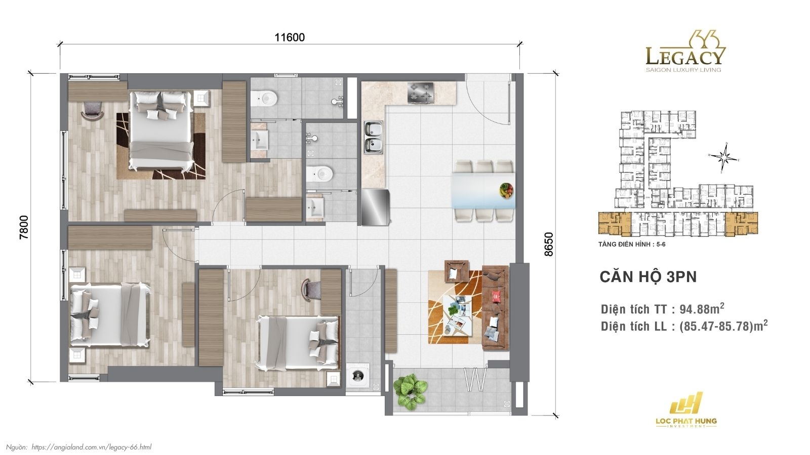 Thiết kế căn hộ | Tầng 5-6 Chung cư Legacy 66, quận 5