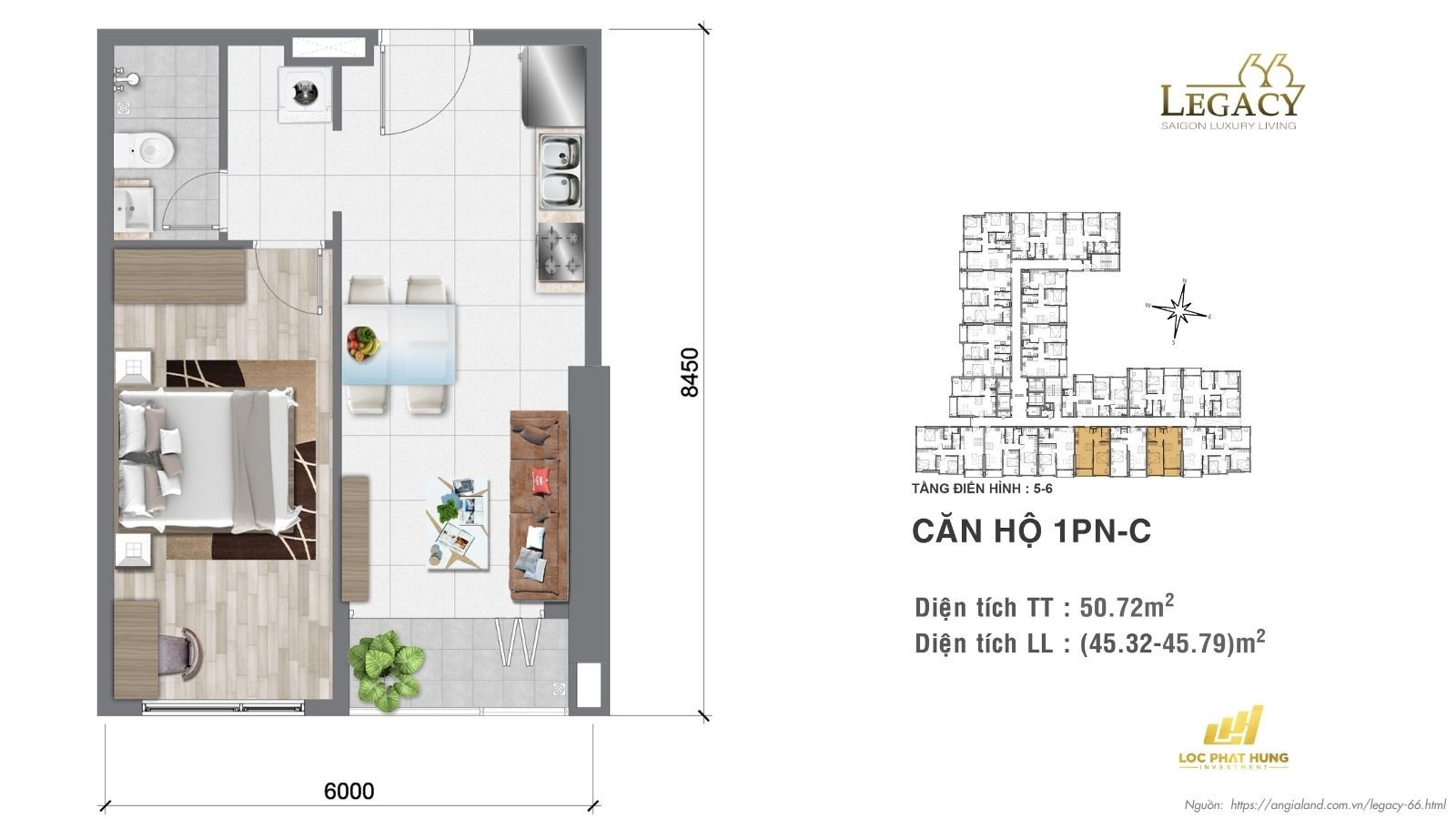 Thiết kế căn hộ | Tầng 5-6 Chung cư Legacy 66, quận 5