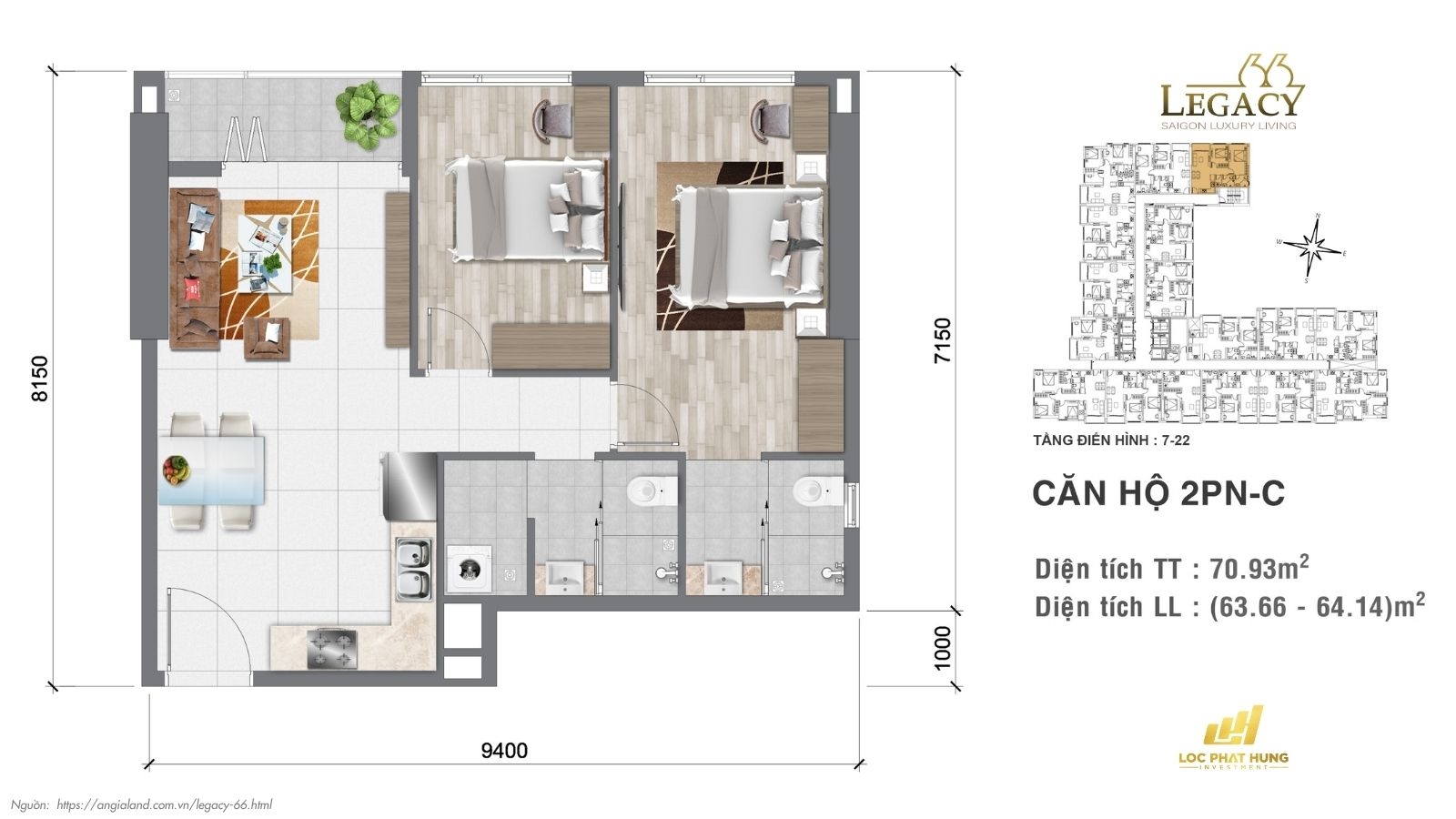 Thiết kế căn hộ | Tầng 7-22 Chung cư Legacy 66, quận 5