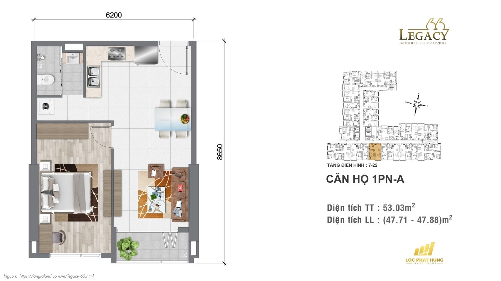 Thiết kế căn hộ | Tầng 7-22 Chung cư Legacy 66, quận 5