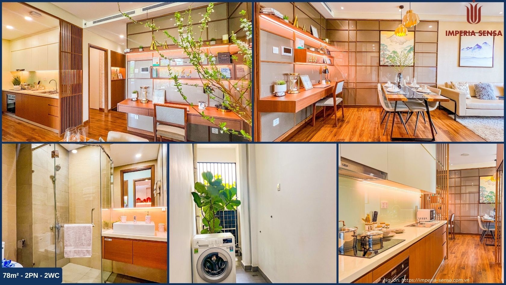 Thiết kế sang trọng căn hộ mẫu 78m2 dự án Imperia Sensa MIK