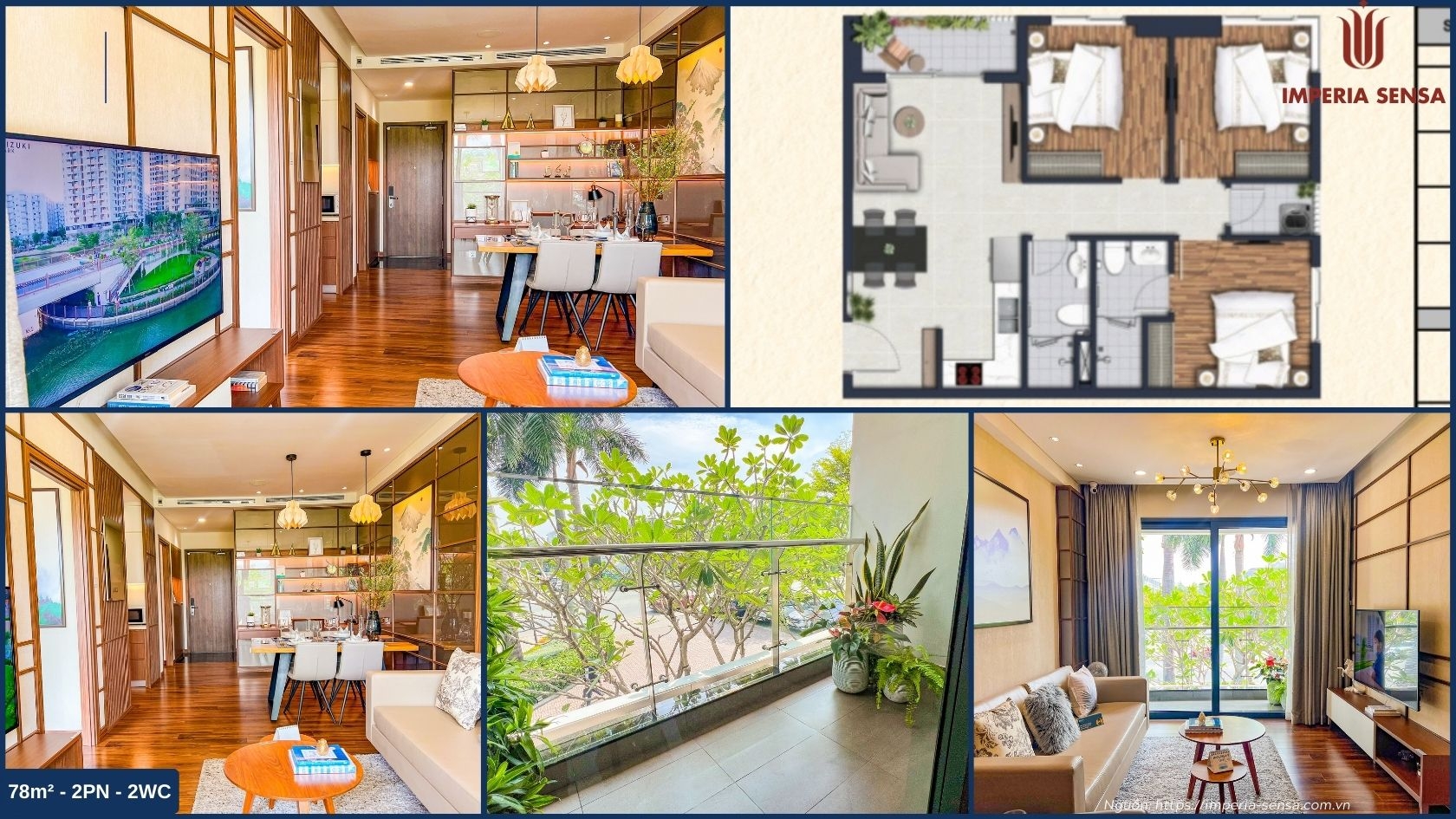 Thiết kế sang trọng căn hộ mẫu 78m2 dự án Imperia Sensa MIK