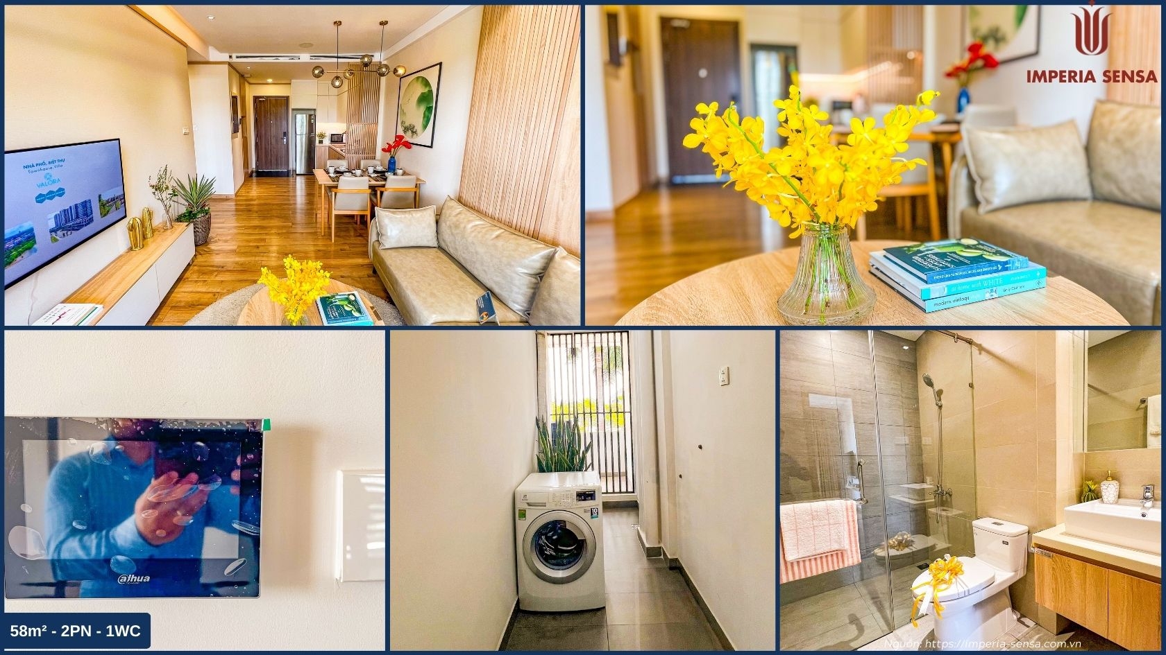 Không gian nội thất căn hộ mẫu 58m2 tại Imperia Sensa MIK