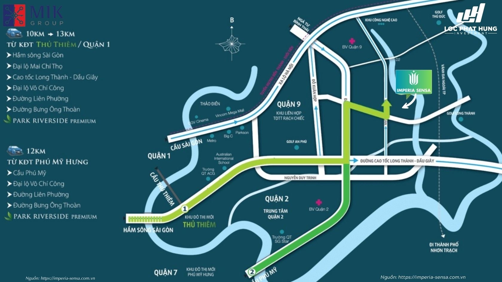 Sơ đồ vị trí đắc địa dự án Imperia Sensa MIK trên bản đồ