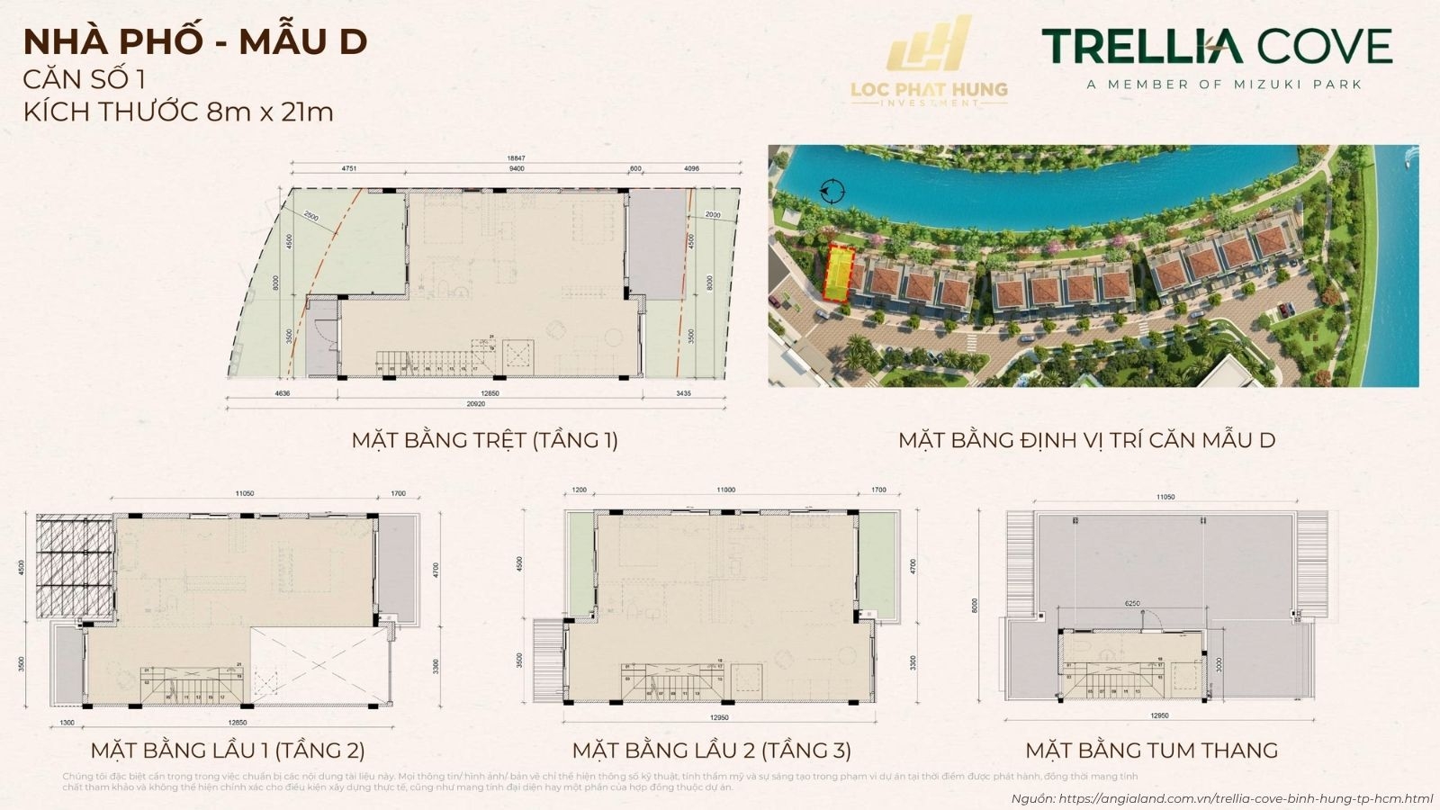 Layout nhà phố liền kề Trellia Cove