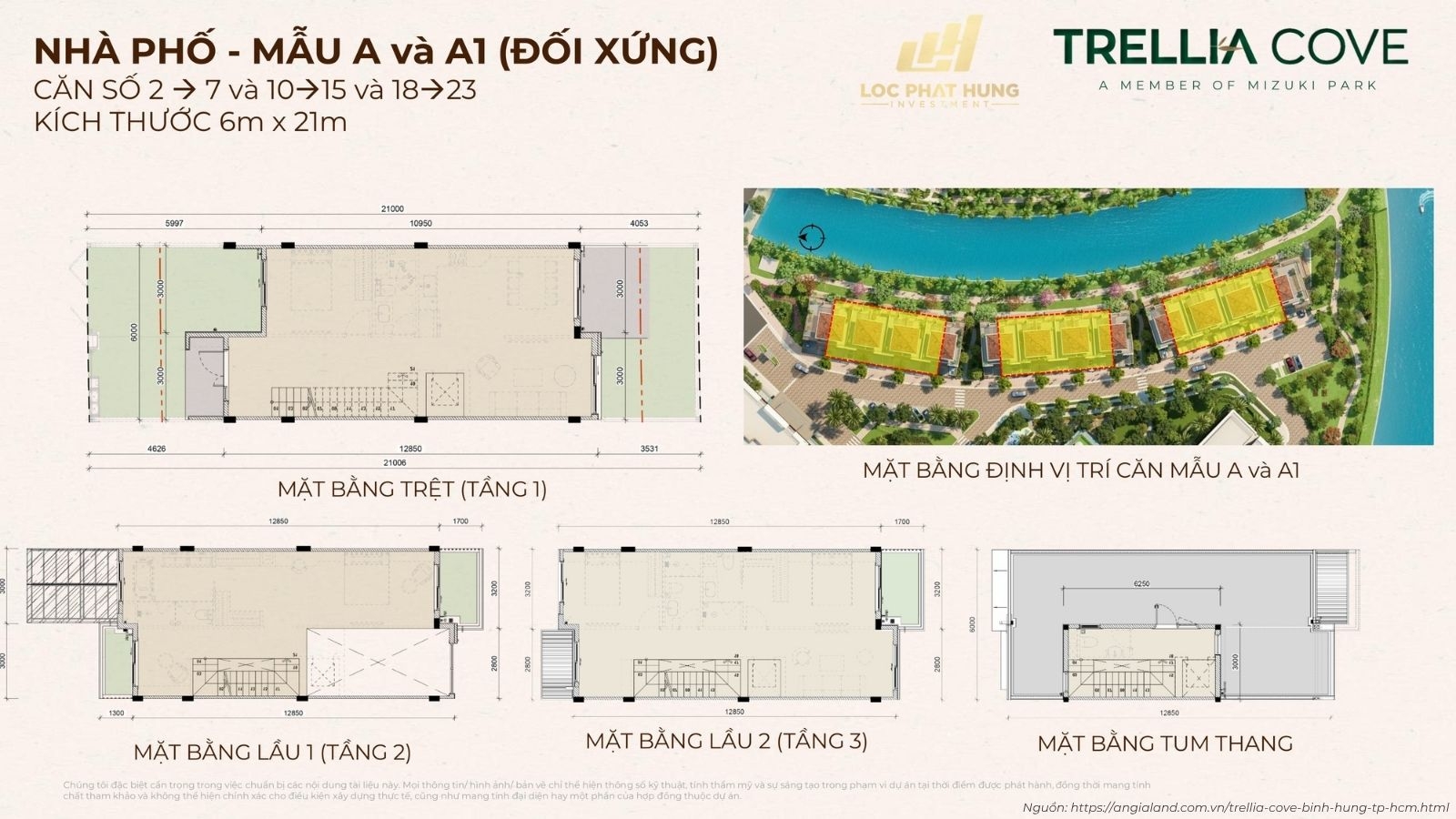 Layout nhà phố liền kề Trellia Cove
