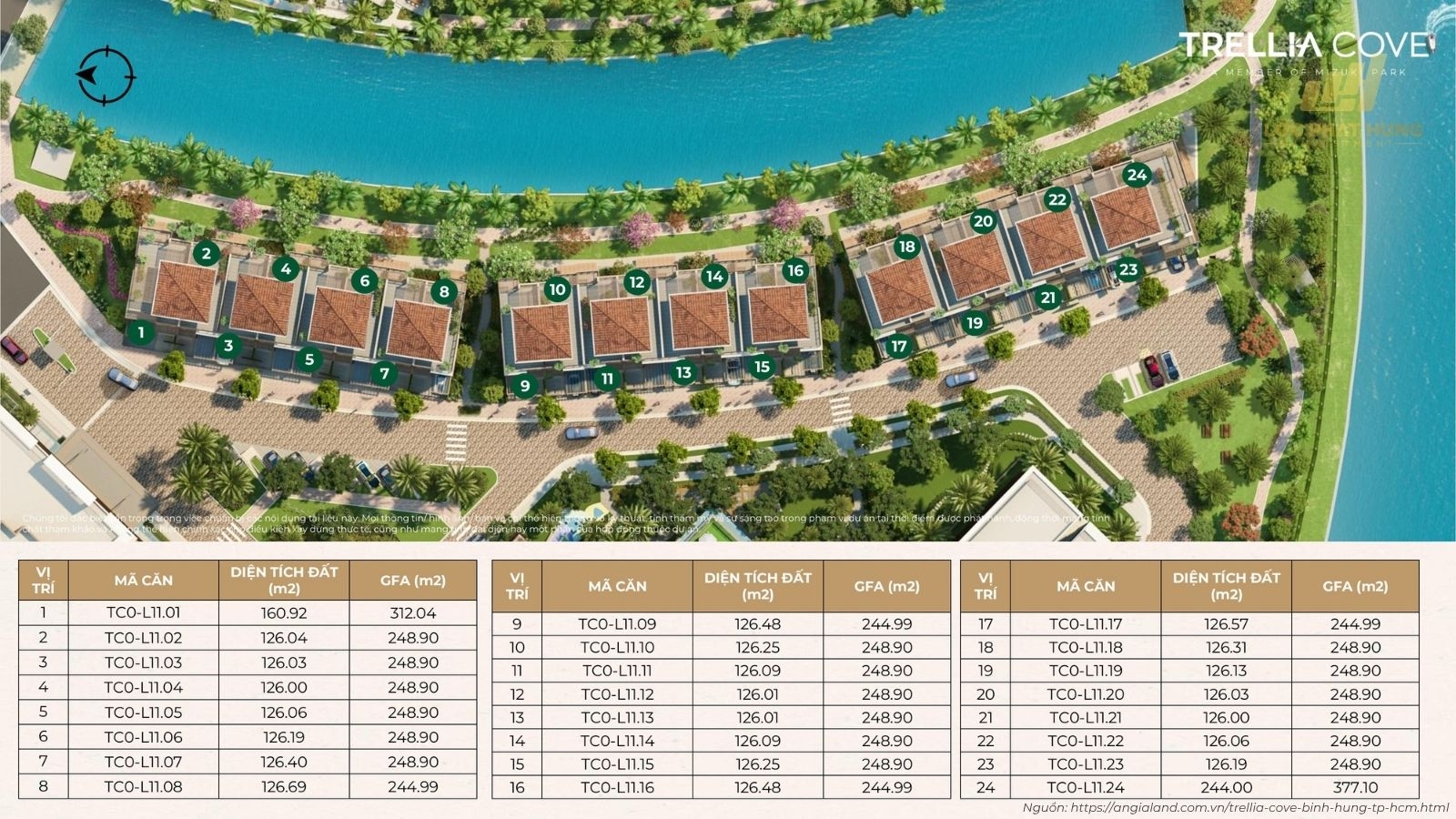 Mặt bằng tổng thể nhà phố liền kề Trellia Cove