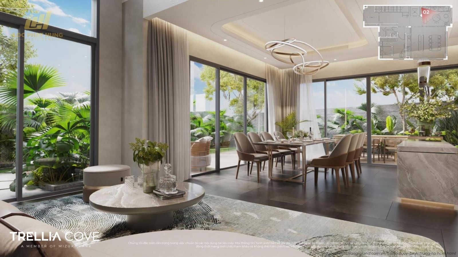 Phối cảnh nội thất nhà phố liền kề Trellia Cove