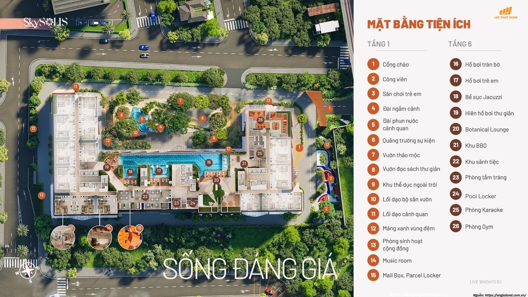 Mặt bằng tiện ích Sky Solis