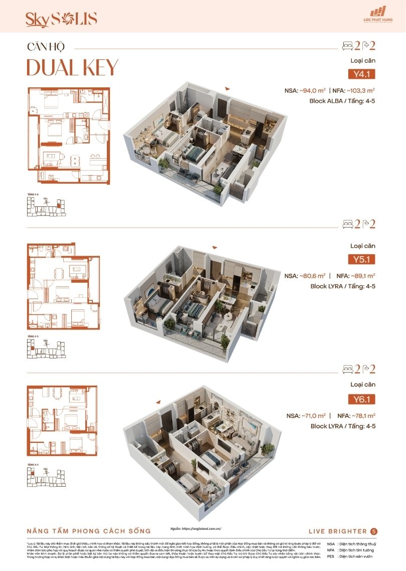 Thiết Kế Mặt Bằng Căn Hộ Dual Key Sky Solis