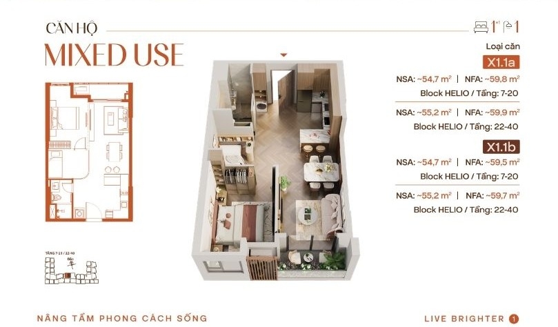 Thiết Kế Mặt Bằng Căn Hộ Mixed Use Sky Solis