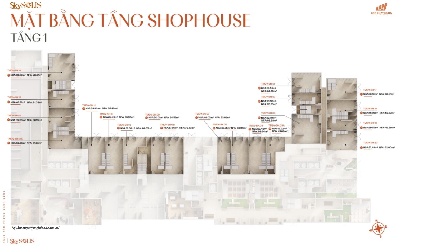 Mặt Bằng Shophouse Sky Solis