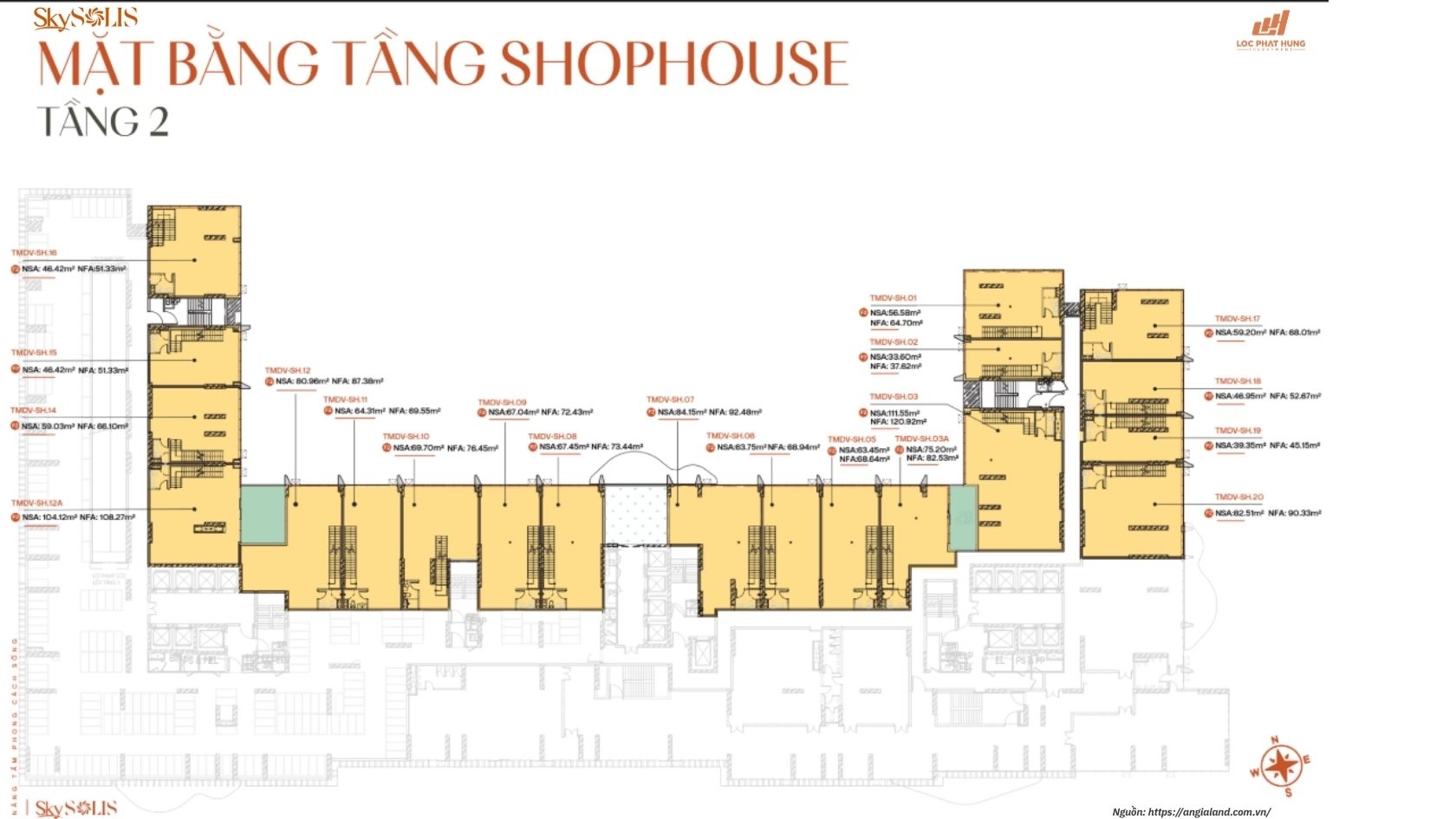 Mặt Bằng Shophouse Sky Solis