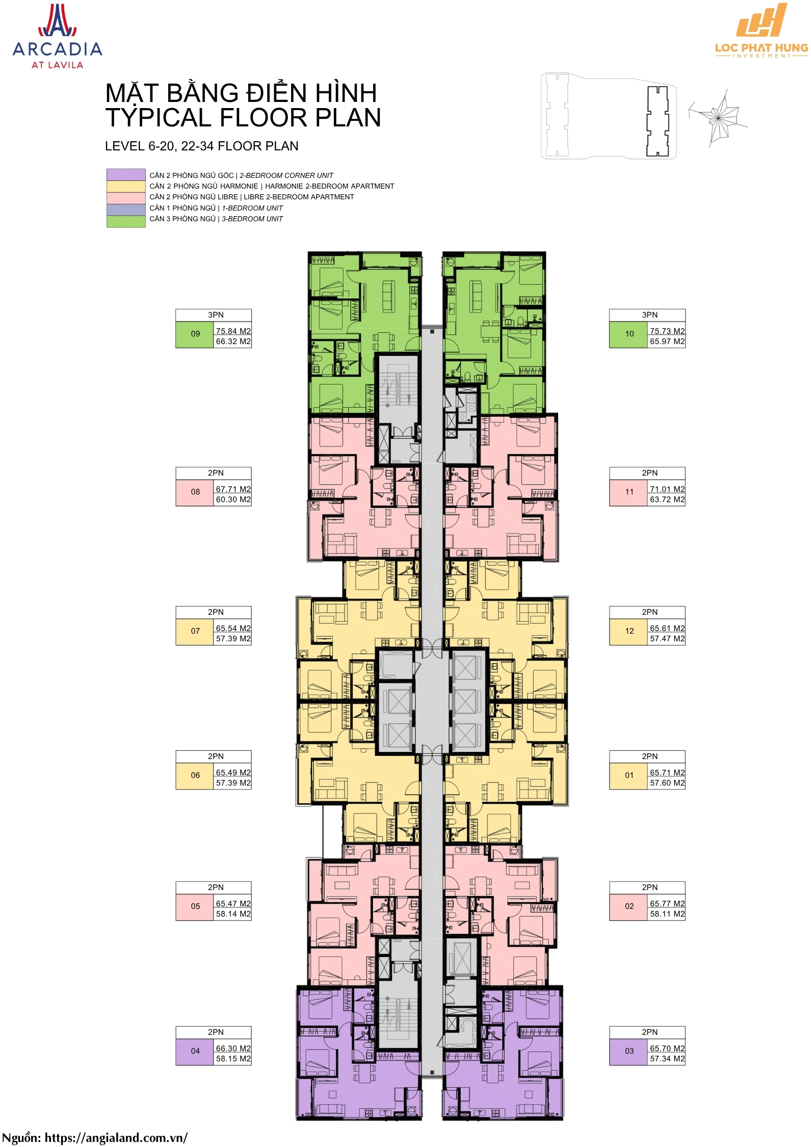 Mặt Bằng Điển Hình Tằng 6-20, 22-34 Căn Hộ Arcadia At Lavila