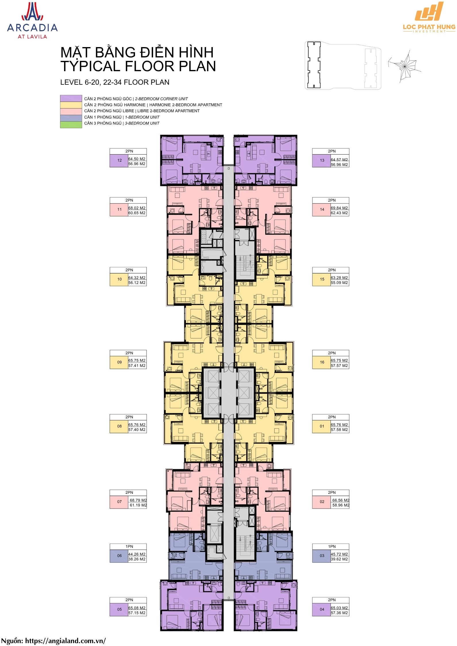 Mặt Bằng Điển Hình Tằng 6-20, 22-34 Căn Hộ Arcadia At Lavila