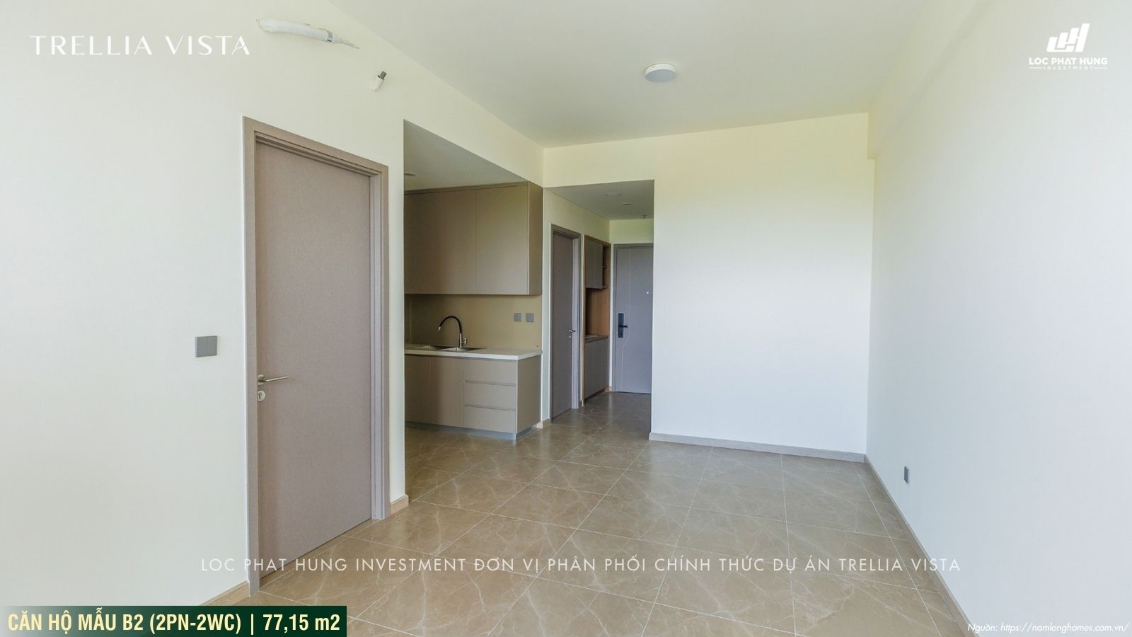 Nhà mẫu Trellia Vista loại 2PN-2WC | Diện tích 77,15m2