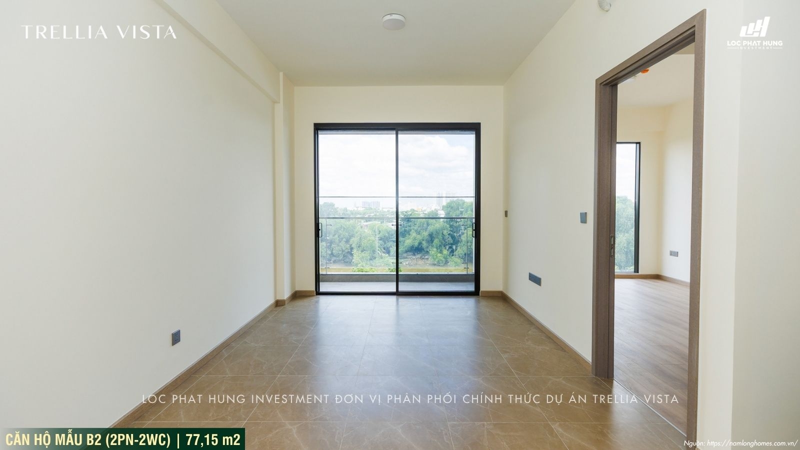 Nhà mẫu Trellia Vista loại 2PN-2WC | Diện tích 77,15m2