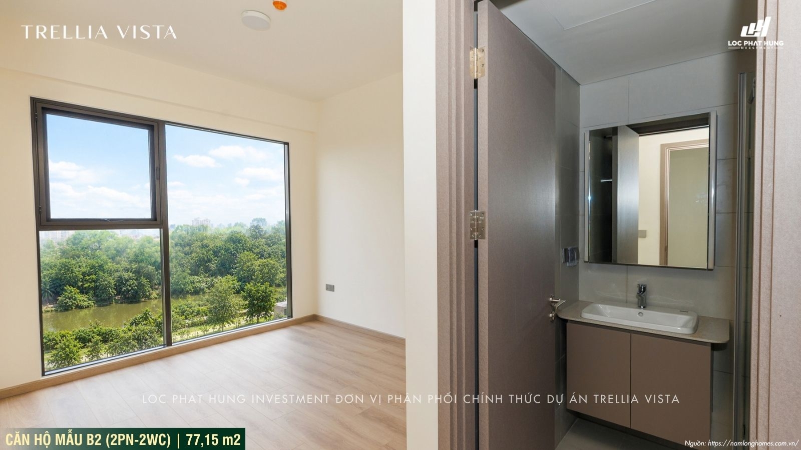 Nhà mẫu Trellia Vista loại 2PN-2WC | Diện tích 77,15m2