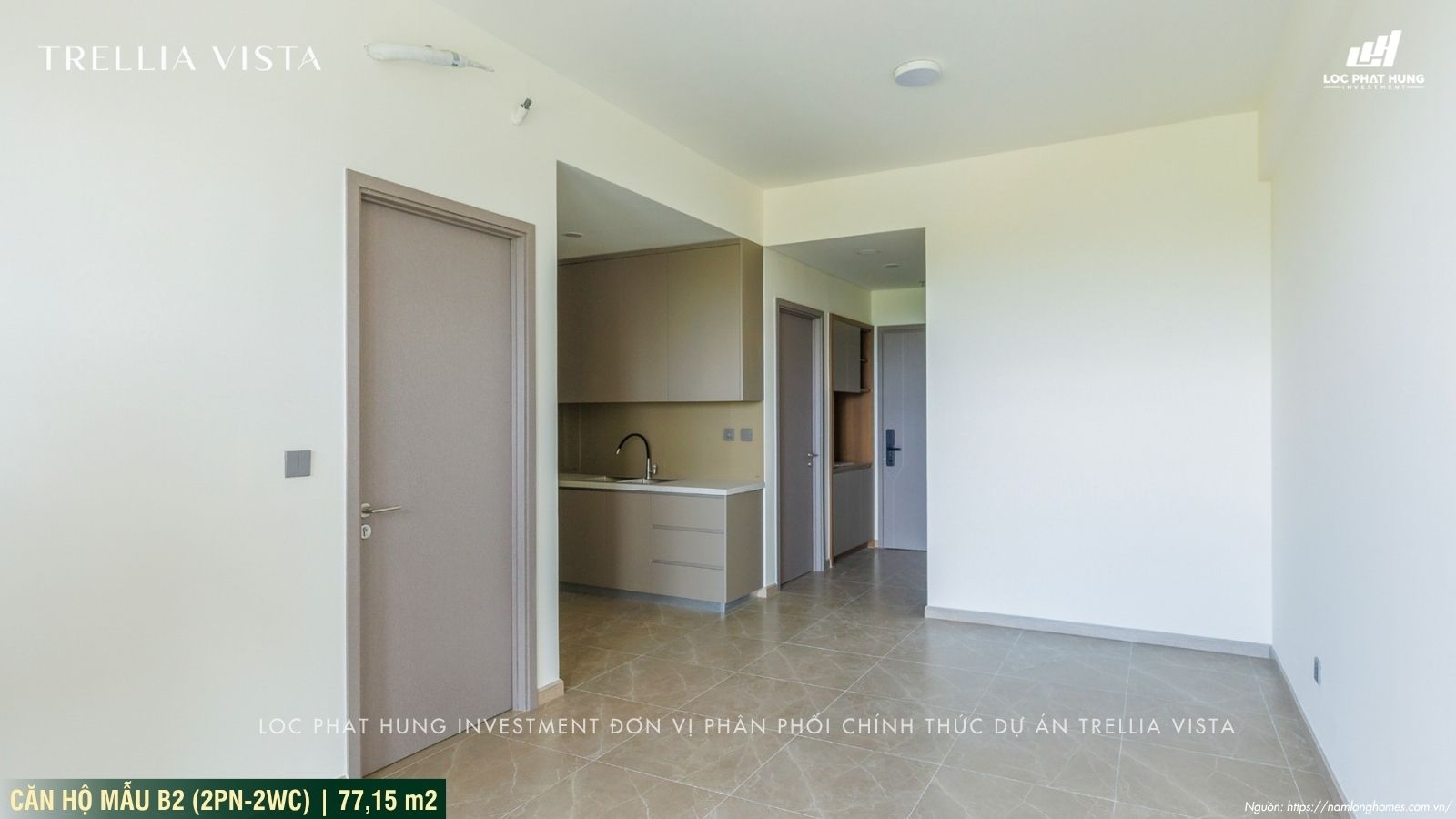 Nhà mẫu Trellia Vista loại 2PN-2WC | Diện tích 77,15m2