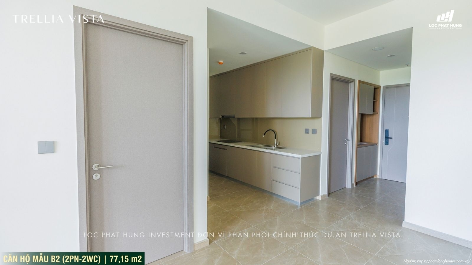 Nhà mẫu Trellia Vista loại 2PN-2WC | Diện tích 77,15m2